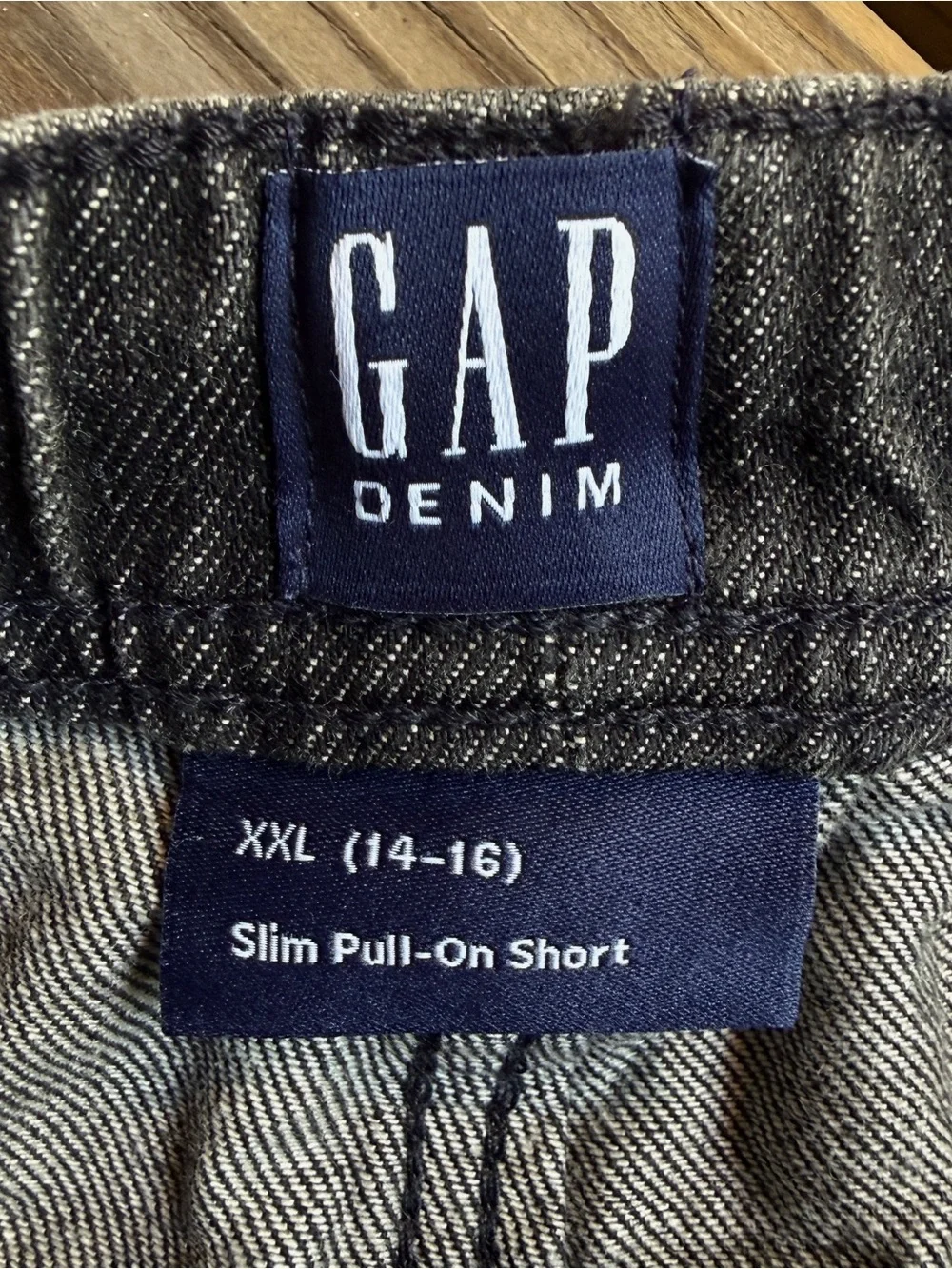 Gap Kids Boys Pull-On Denim Shorts Washed Black Raw Hem XXL 14-16 NWOT